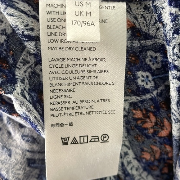 ANTHROPOLOGIE Maeve Cathy Pleated Blue Jungle Top Medium - Picture 10 of 11